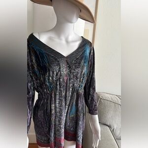 Vintage Velvet Babydoll Fairy Grunge Y2K WhimsyGoth Vampire Blouse XL